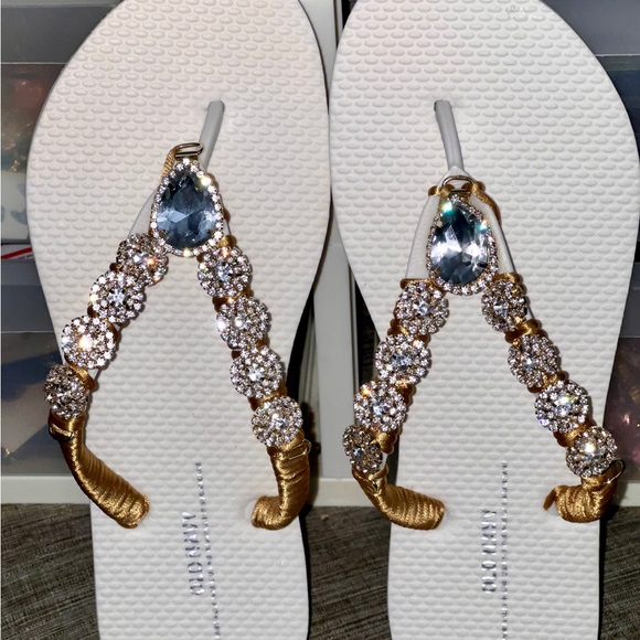 Crystal Beach Flip Flops/sandals, Rhinestone Bling Shoes Size 5 1/2- 6 Old Navy - Picture 9 of 15